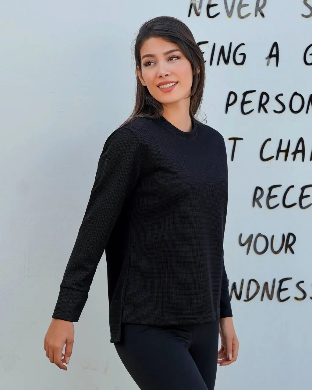 بلوز آستین بلند زنانه پارچه بیسکوئیتی– کد ۸۱۲